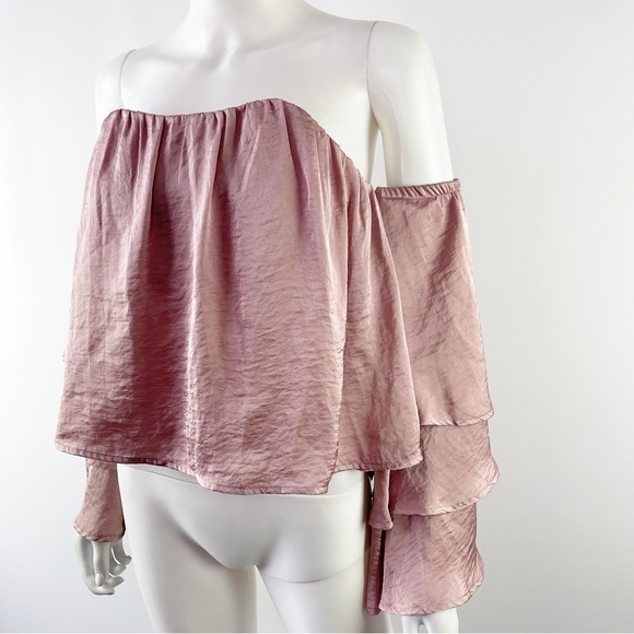 4Si3nna Women's Pink Strapless Off the Shoulder Long Sleeve Top Size S - Picture 4 of 9
